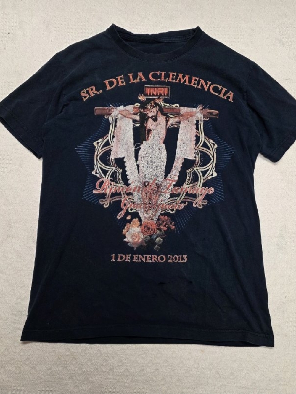 Vintage Chicano Festival Graphic  Jesus Tee Slight Distress